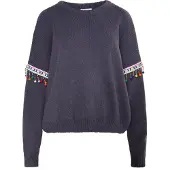 IZIA Pullover 'Hoona' cinzento escuro / verde / laranja / branco