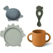 Liewood Conjunto de louça de mesa 'Vivi' azul / conhaque / cinzento / verde escuro