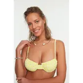 Trendyol Top de biquíni amarelo / branco