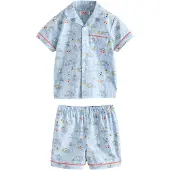 Next Pijama azul claro / amarelo / laranja / branco