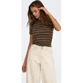 ONLY Camisa 'ONLLUPE' chocolate / branco