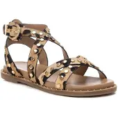Carmela para mulher. 16239302-LEOPARDO Sandálias de Couro 162393 marrom (40), Plano, Fivela, Casual, Animal print