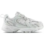 New Balance unisex para criança. I530V1_KL Sapatilhas de pele 530 Bungee Lace branco (25), Couro, Plano, Cordão, Casual, moda infantil