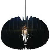 Nordlux Candeeiro suspenso Hazo, Ø 65 cm, preto, madeira