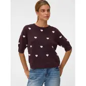 Vero Moda Pullover 'VMDOFFY INTARSIA' vermelho vinho / branco