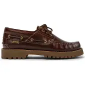 Camper para homem. 15233-001 Sapatos de barco em pele castanha 15233 (47), Couro, Marrom, Plano, Cordão, Casual, Clássico