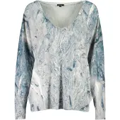 Desigual , suéter em v estampado abstrato, Mulher, Azul, M