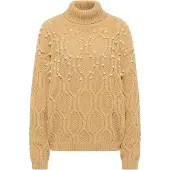 Faina Pullover castanho claro / branco pérola