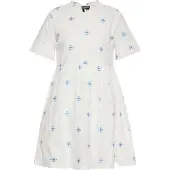 Dreimaster Vestido de verão azul / branco lã