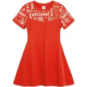 Desigual , Vestido curto lettering, Infantil, AlgodÃO, Vermelho, 9/10