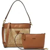 GUESS , Vikky, bolsa de tecido, bolsa balde, conhaque, mulheres