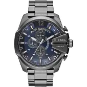 Diesel Relógios analógicos 'Mega Chief' azul escuro / cinzento-prateado
