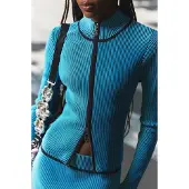 Desigual Casaco de malha azure / preto