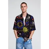 Desigual , Camisa estampada tribal, Homem, AlgodÃO, Azul, S
