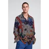 Desigual Camisa azul cobalto / amarelo / cinzento claro / vermelho