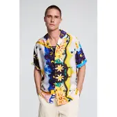 Desigual Camisa 'Cosmos' azul noturno / limão / branco