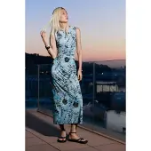 Desigual Vestido azul / verde escuro / preto