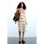 Desigual , saída de praia em crochê com apliques, Mulher, AcrÍLico, Branco, U