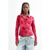 Desigual , Camisa flocada, Mulher, PoliÉSter, Vermelho, S