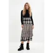 Desigual , Vestido midi saia xadrez, Preto, M