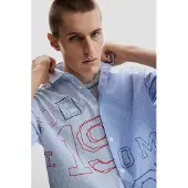 Desigual , Camisa bordada, Homem, AlgodÃO, Azul, S