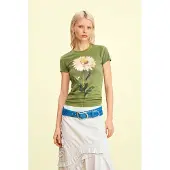 Desigual Camisa bege claro / castanho claro / verde / verde escuro