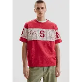 Desigual , Camiseta de malha estampada, Homem, AlgodÃO, Vermelho, S