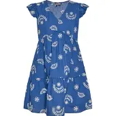 Dreimaster Vestido de verão azul / branco lã