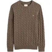 Gant para homem. 8050601 Camisola de malha de tranças castanha (XXL), Marrom, Casual, Algodão, Clássico, Manga comprida, Taupe