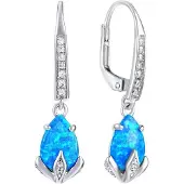 Silvego Orecchini Argento Opale Sintetico Blu — Orecchini