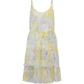 Cloud5ive Vestido de verão amarelo / verde pastel / roxo claro / branco