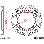 JT Sprockets Roda Dentada Traseira 525 Jtr899.42zbk Steel