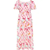 Usha Vestido aqua / rosa / vermelho