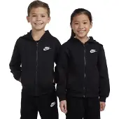 Nike Kids Casaco em moletão 'Club Fleece' preto / branco