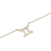 Daniel Wellington Collana Placcata Oro Gemelli Cristallo Zodiaco — Collana