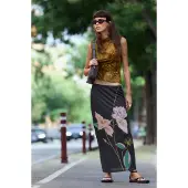 Desigual Saia verde / cor-de-rosa / preto