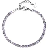 Brosway Pulseira de tênis de aço com zircônias roxas Desideri BEI103