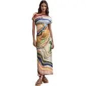 Desigual Vestido marinho / amarelo / mostarda / verde claro
