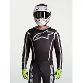 Alpinestars Fluid Apex V2 Homem MX Jersey Preto/Prateado L homens