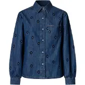 Pepe Jeans para mulher. PL3051541 Camisa Macie Animated azul-marinho (XS), Casual, Algodão, Manga comprida