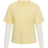 KAFFE CURVE Camisa amarelo claro / branco