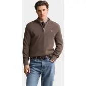 Gant para homem. 8030292 Camisola de algodão com meio fecho e textura castanha (XXL), Marrom, Casual