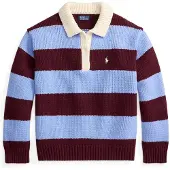 Ralph Lauren Pullover azul real / vermelho vinho / branco