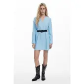 Desigual , Vestido chemise com cinto, Azul, M