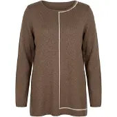 Ulla Popken Pullover castanho claro / branco