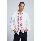 Desigual Camisa bege / azul escuro / vermelho / branco