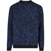 Cleptomanicx Pullover 'Scribbles' azul escuro / verde / preto