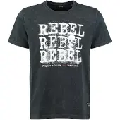 Key Largo Camisa ' REBEL ' preto / branco