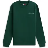 Tommy Hilfiger Pullover 'LINEAR' esmeralda / branco