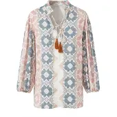 Usha Blusa camelo / bege claro / safira / melancia